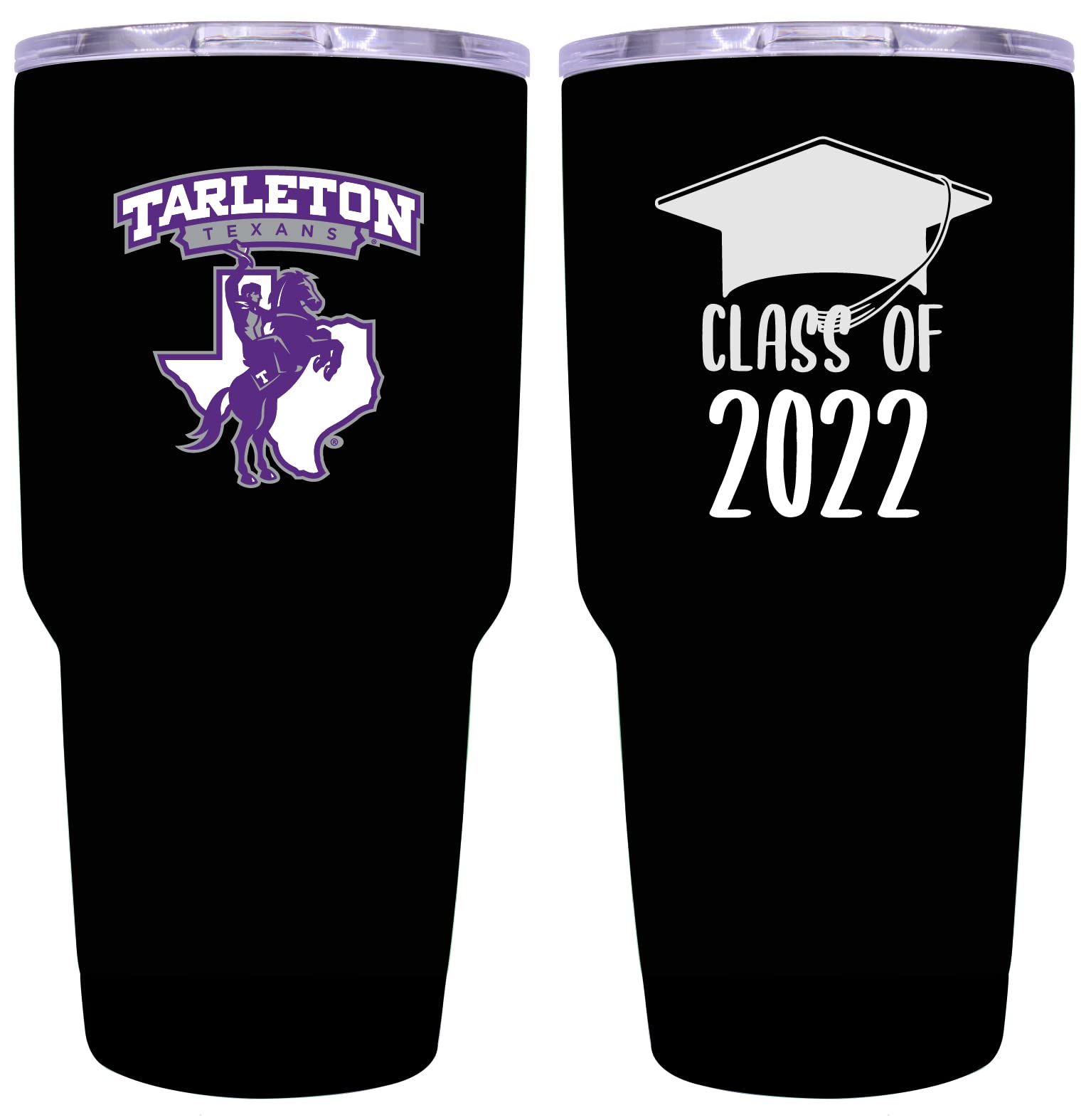Tarleton State University 24 oz Stainless Steel Tumbler - Class of 2022 Graduation Gift, Insulated Travel Mug with Lid & Straw, Black - Perfect for Coffee, Tea & Cold Drinks at School, Work or Gym