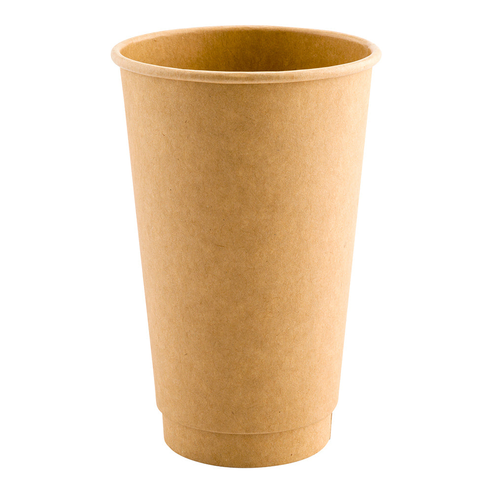 16 oz Double Wall Kraft Paper Coffee Cups - 500 Count Bulk Box (3.5