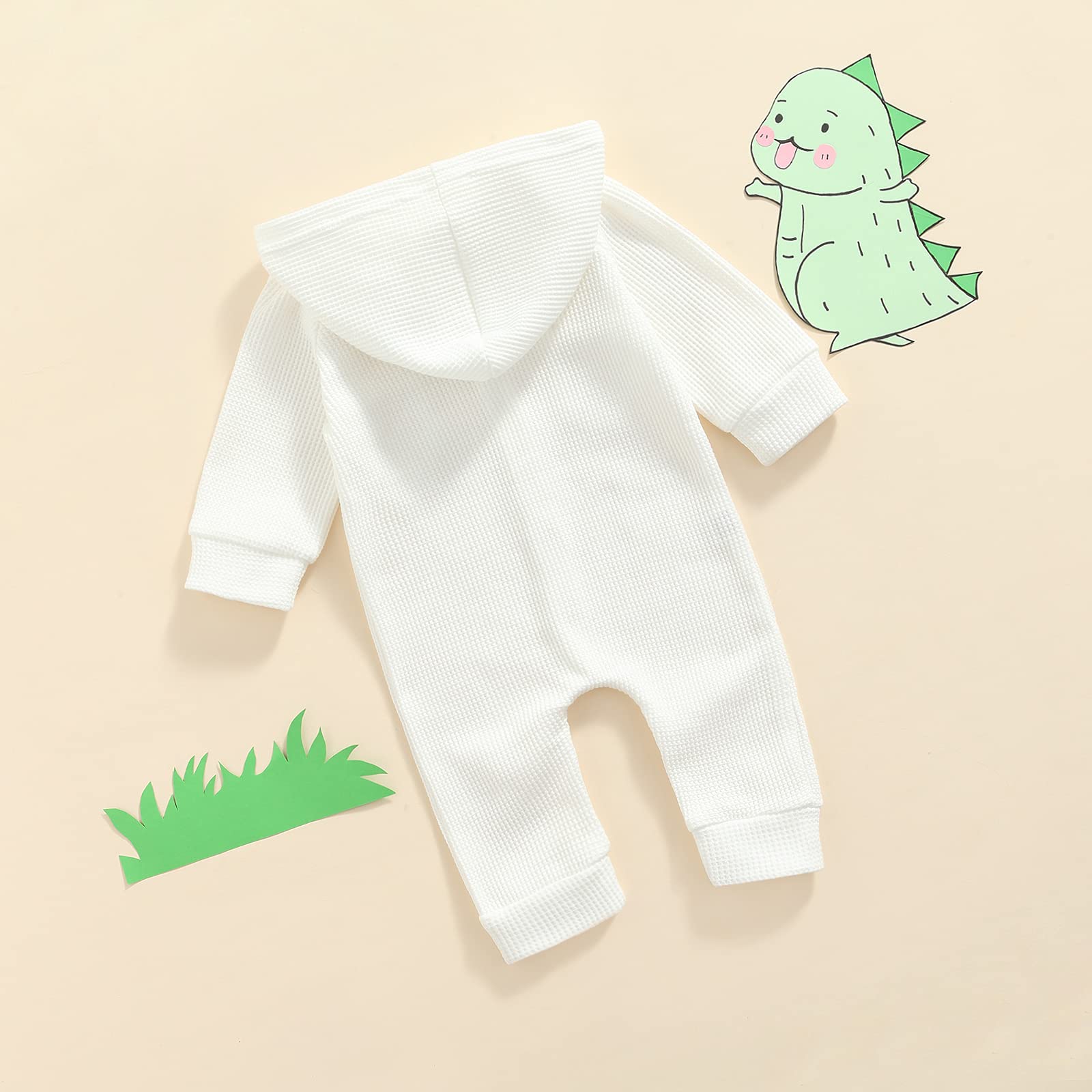 Ynibbim Winter Newborn Baby Romper - Unisex Hooded Waffle Cotton Jumpsuit with Buttons for Boys & Girls | Warm Infant Outfit for Winter Walks, Family Photos & Holiday Gatherings