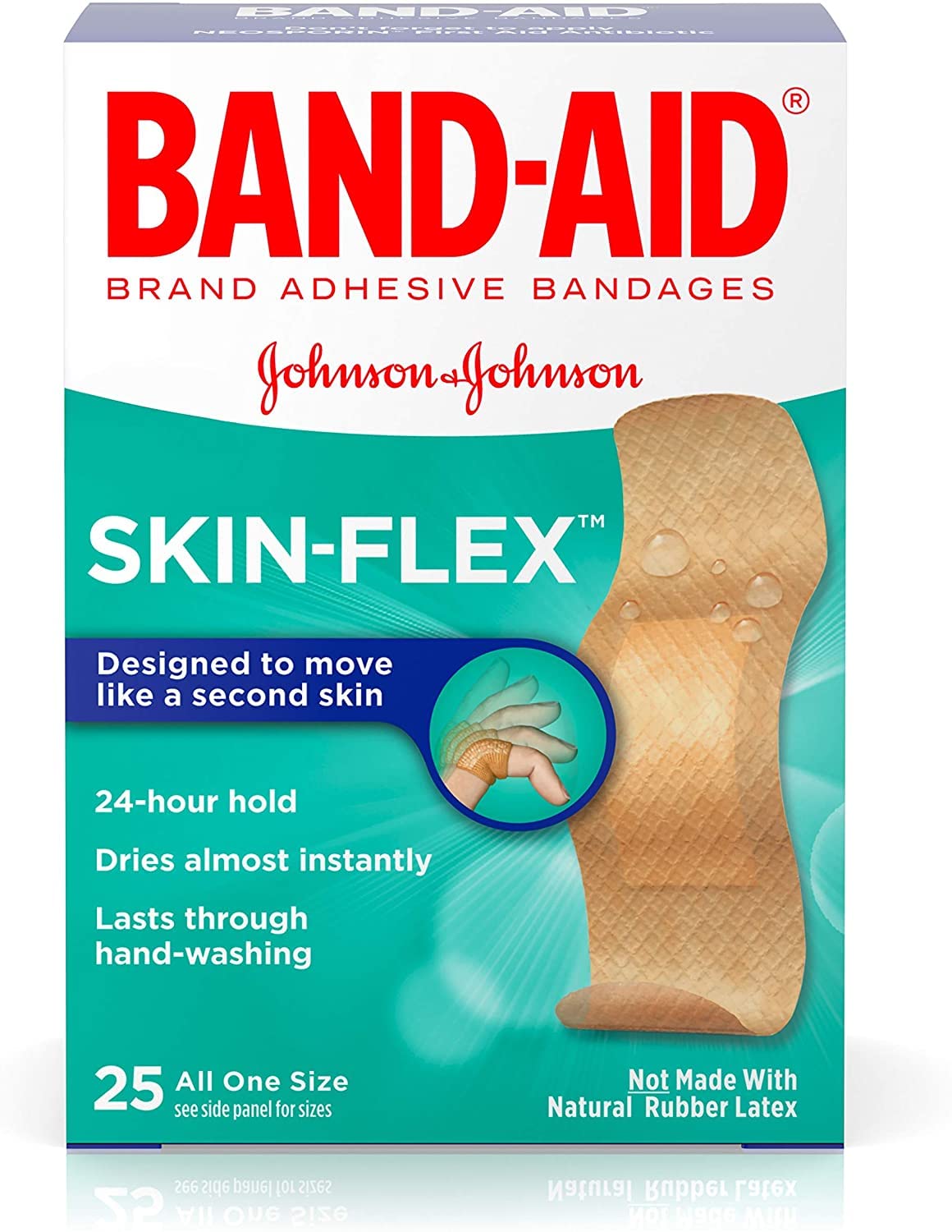 Band-Aid Brand Skin-Flex Adhesive Bandages, Flexible & Waterproof, All One Size, 25 Count (Pack of 3) - First Aid for Cuts, Scrapes & Blisters at Home, Work or Travel