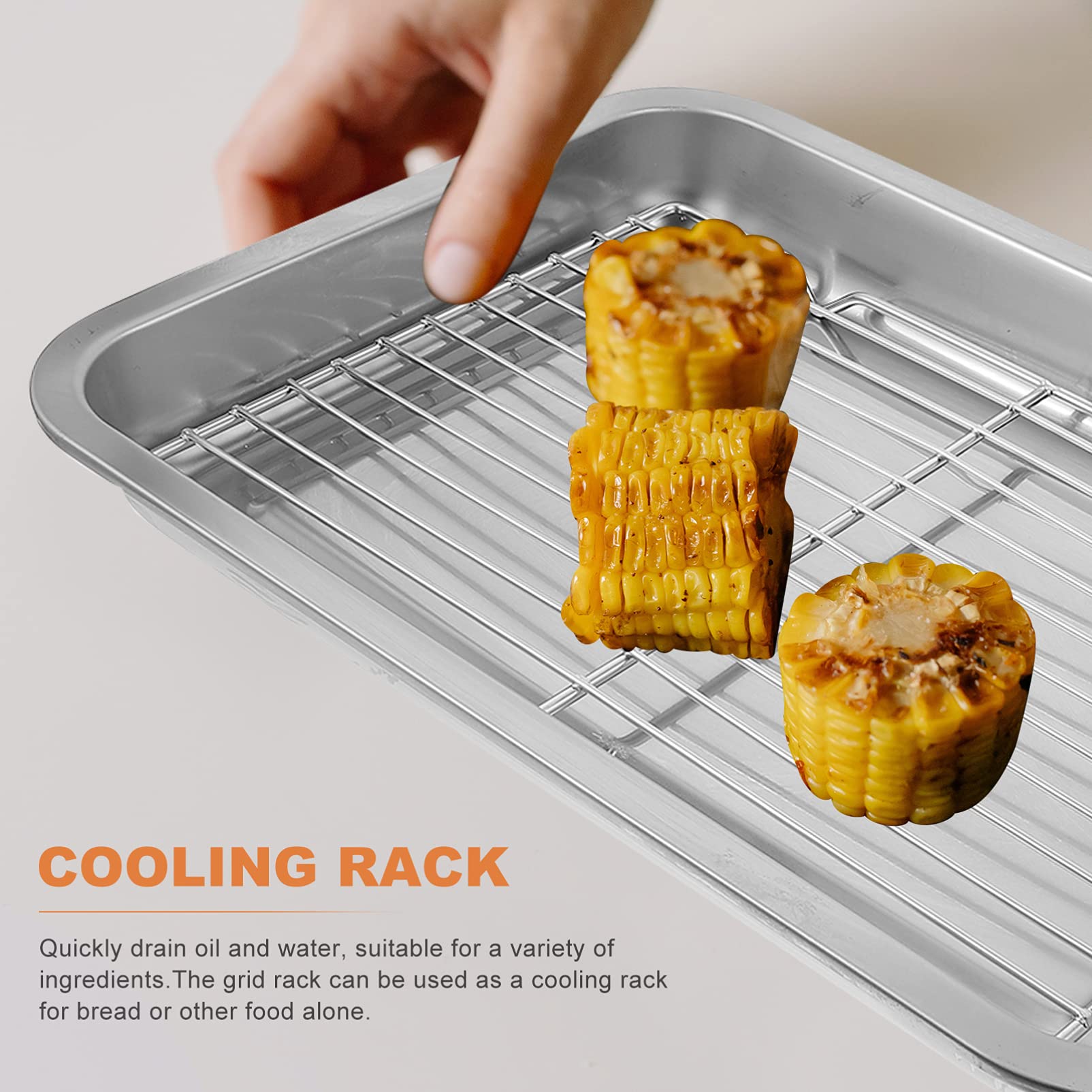 Hemoton Stainless Steel Oven Pan Set - 1 Piece Steel Grilling Net & Cooling Rack Plate for Baking, Roasting, BBQ - Perfect Kitchen Gadget for Home Cooks & Professional Chefs
