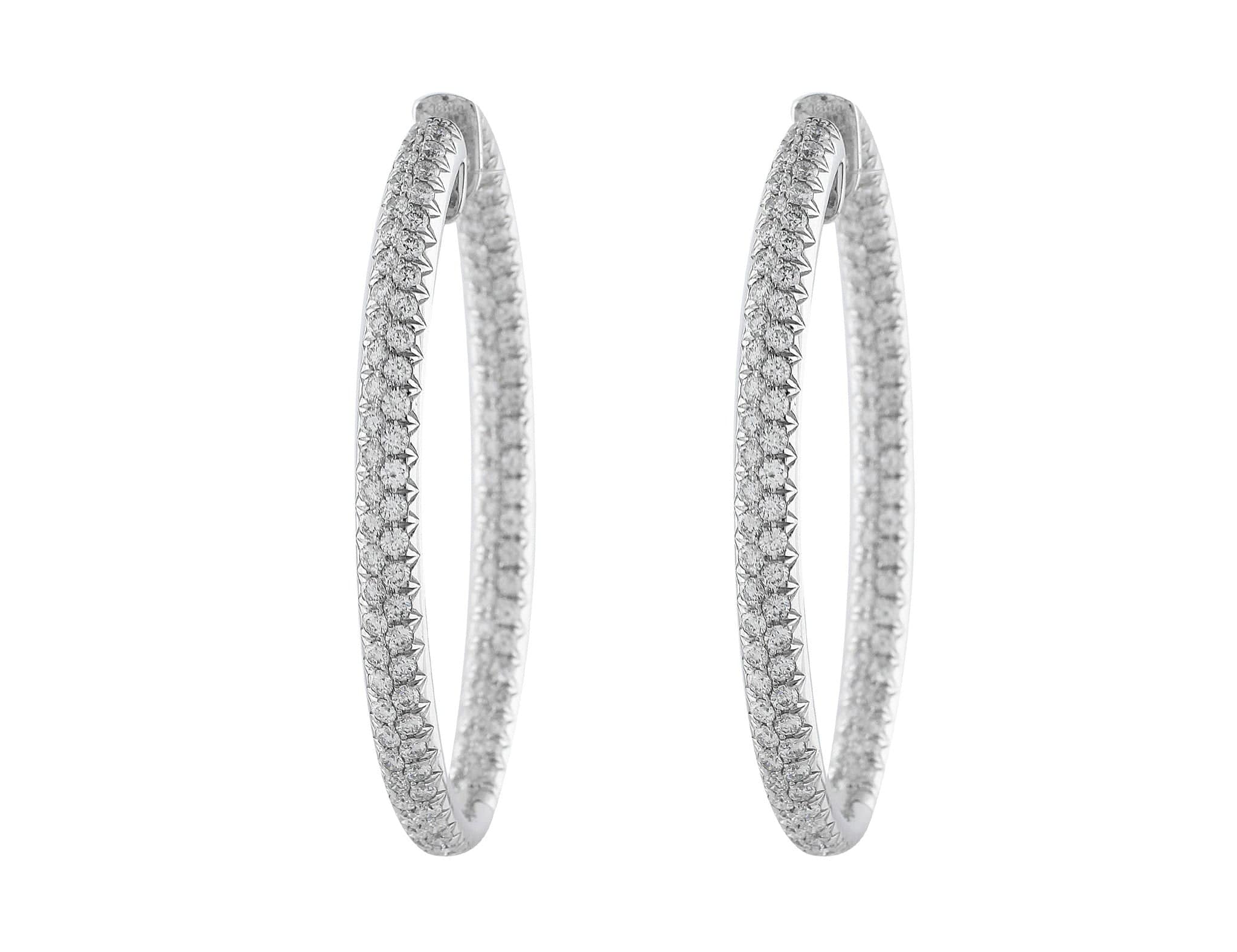 18K White Gold 5 Carat Oval Hoop Diamond Earrings for Women - Luxury Dangle Earrings for Wedding, Anniversary & Special Occasions
