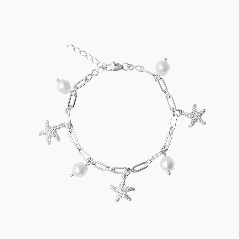 Elegant Sea Star Chain Bracelet with Pearl Accents – Perfect for Beach Weddings, Summer Parties & Boho Fashion