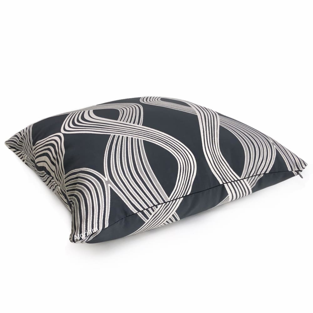 Aria Modern Ribbon Twist Pillow Cover - Charcoal & Silver Gray Decorative Throw Pillow Case for Sofa, Bed, Couch - Home Decor & Living Room Accent
