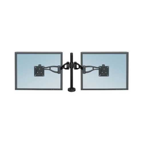Ergonomic Dual Monitor Mount Stand - Adjustable VESA 75/100mm for Home Office & Gaming Setup - Space Saving Desk Clamp for 13-32 Inch Screens