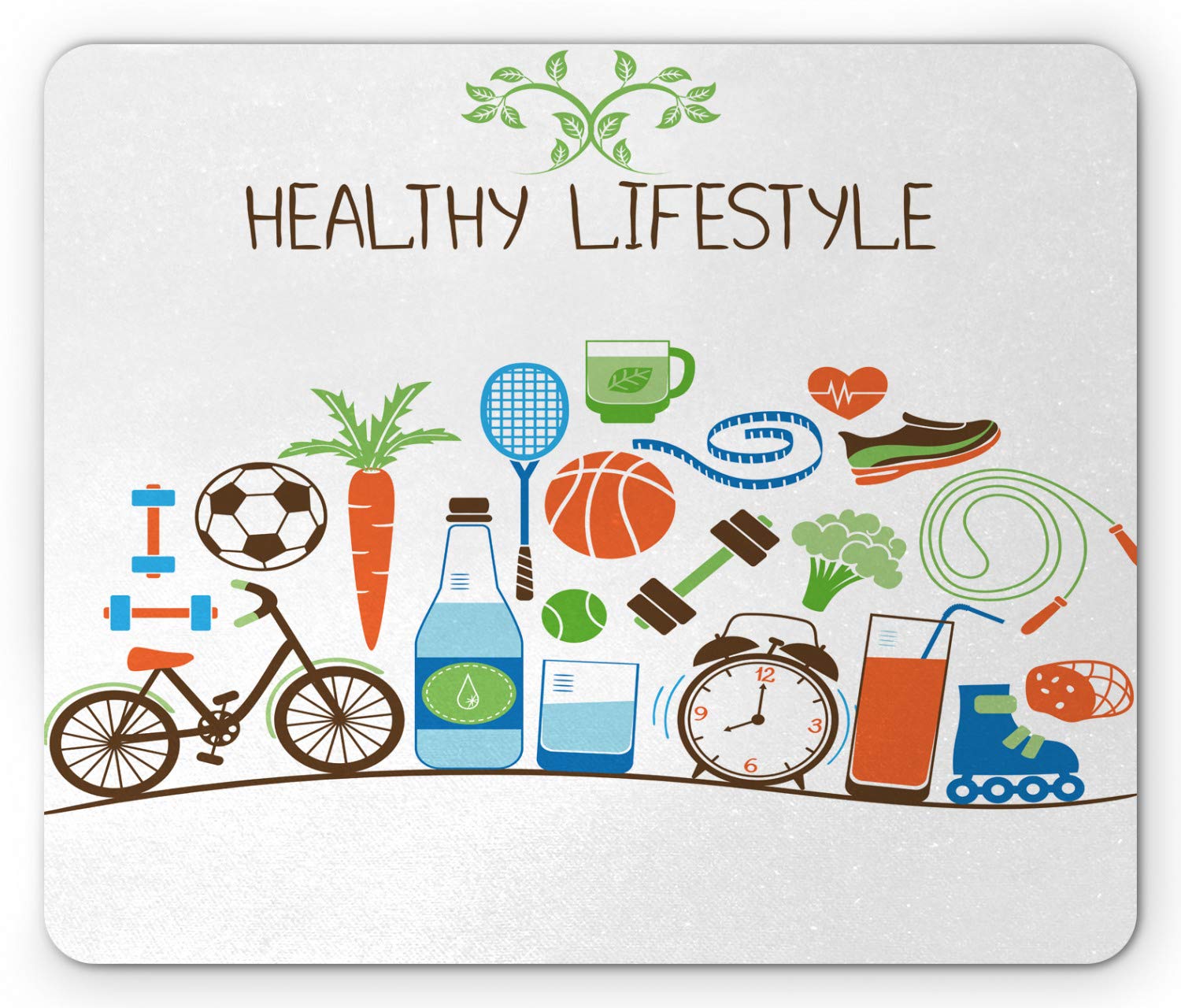 Ambesonne Fitness Mouse Pad - Colorful Athletic Design for Energetic Lifestyle, Non-Slip Rubber Mousepad for Gym & Office, Standard Size Rectangle Mouse Pad - Perfect for Workouts, Gaming & Computer Work