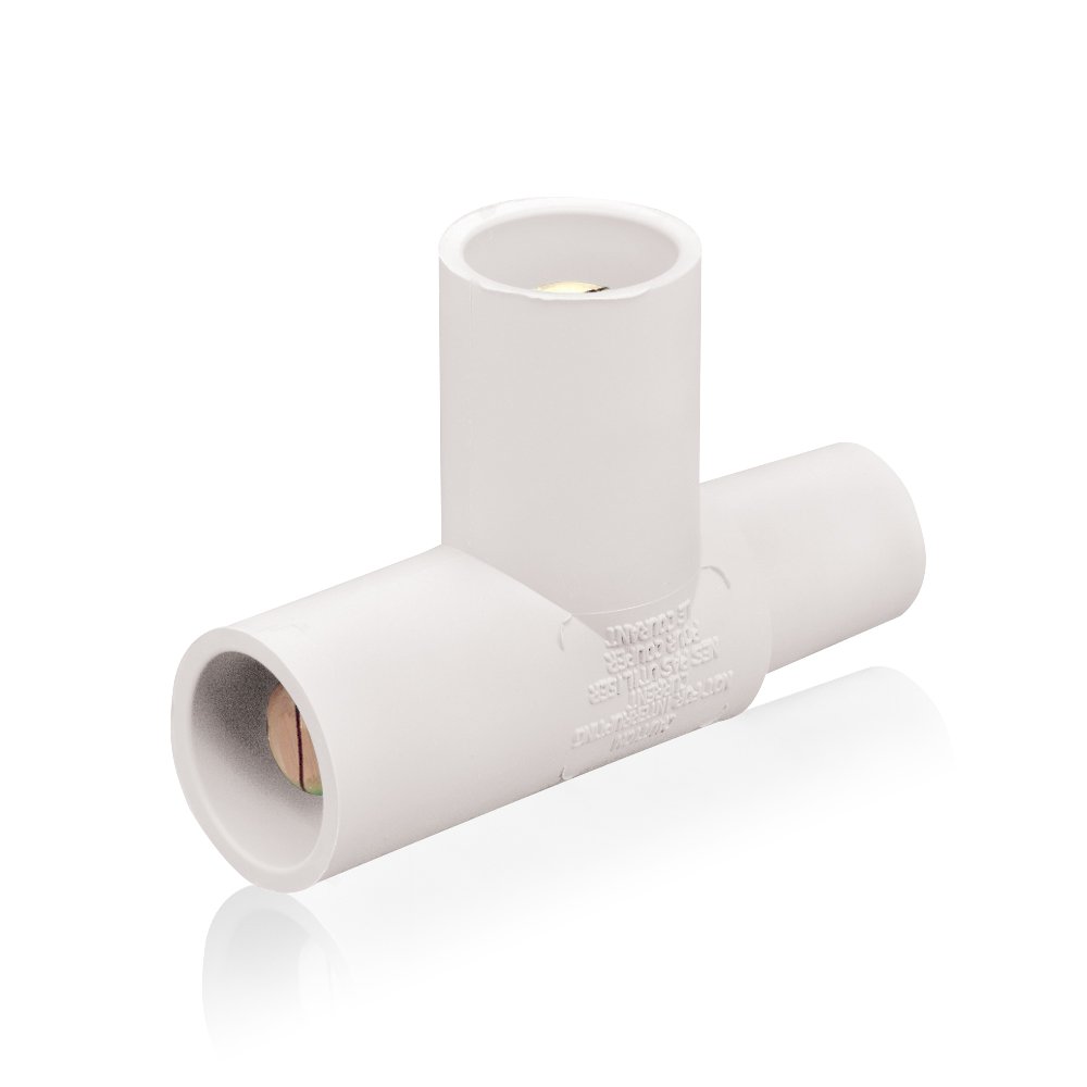 Leviton 16A21-UW 400A Paralleling Tee - Female-Male-Male ECT Cam-Type Multi-Way Connector, Commercial Grade, White - Ideal for Industrial Power Distribution & Electrical Panel Wiring
