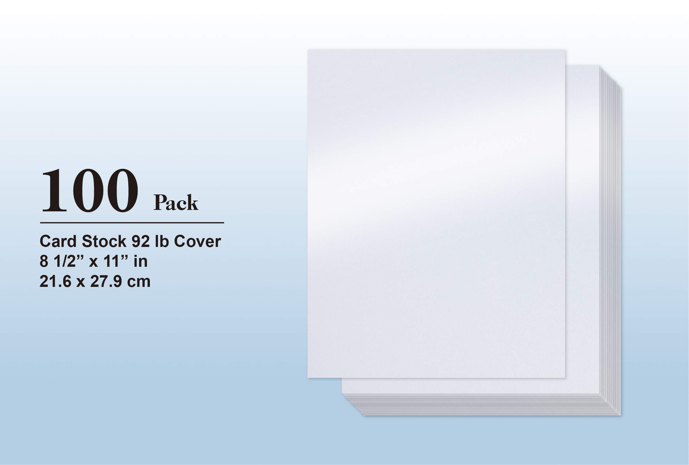 Premium White Shimmer Paper - 100-Pack Metallic Cardstock Paper, 92 lb Cover Weight, Double-Sided Printing, Letter Size 8.5