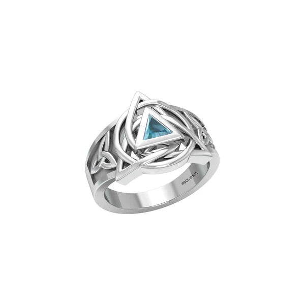 Celtic Triquetra AA Recovery Symbol Sterling Silver Ring with Gemstone - Spiritual Jewelry for Sobriety & Healing - Perfect for 12-Step Programs, Gifts & Meditation