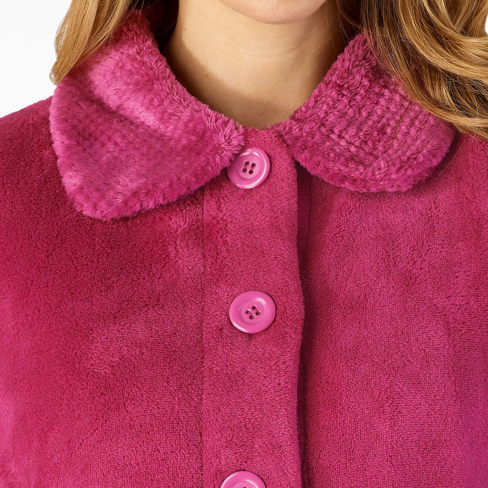 Slenderella Women's Coral Fleece Button Up Bed Jacket & Housecoat with Waffle Detail - Cozy Loungewear for Relaxing at Home (Sizes Small to XXXL) - Perfect for Morning Coffee, Reading & Self-Care Moments