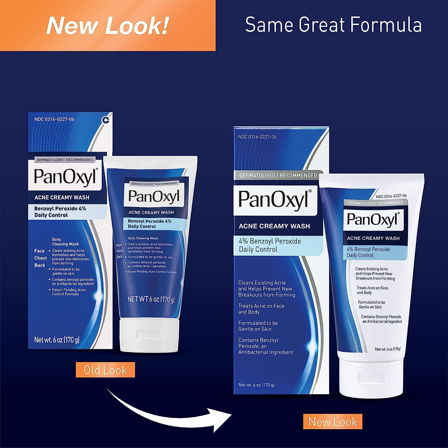 PanOxyl 4% Benzoyl Peroxide Acne Creamy Wash - 6 oz (Pack of 5) - Maximum Strength Face & Body Cleanser for Acne Treatment - Perfect for Daily Skincare Routine & Teen Acne Care