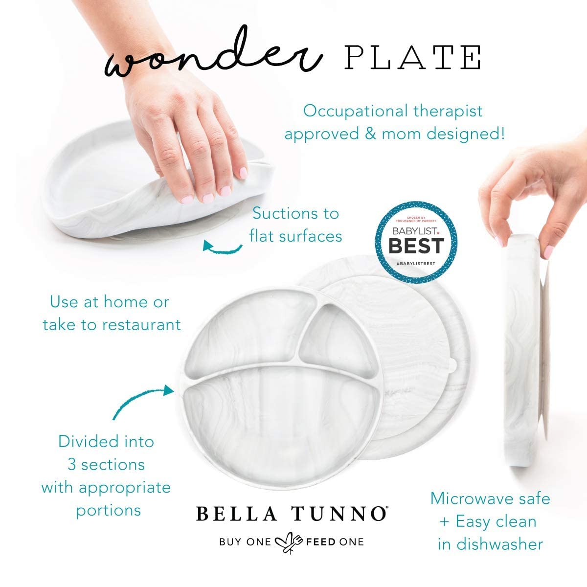 Bella Tunno Wonder Plate - BPA Free Silicone Suction Plates for Babies & Toddlers | Microwave & Dishwasher Safe | Non-Slip Baby Feeding Bowls | Perfect for High Chairs, Travel & Mess-Free Mealtime