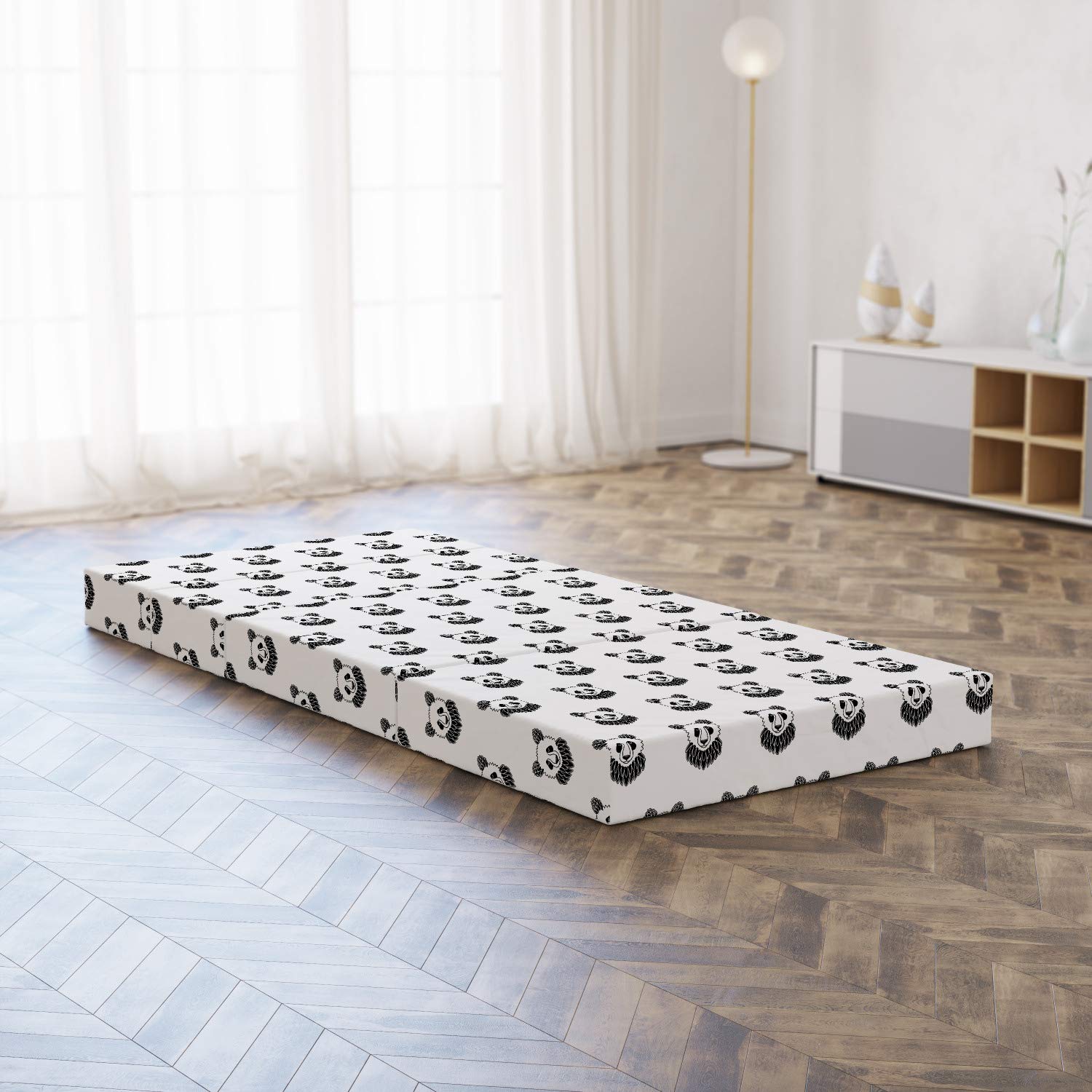 Ambesonne Tattoo-Inspired Panda Bear Foldable Mattress - 74.8