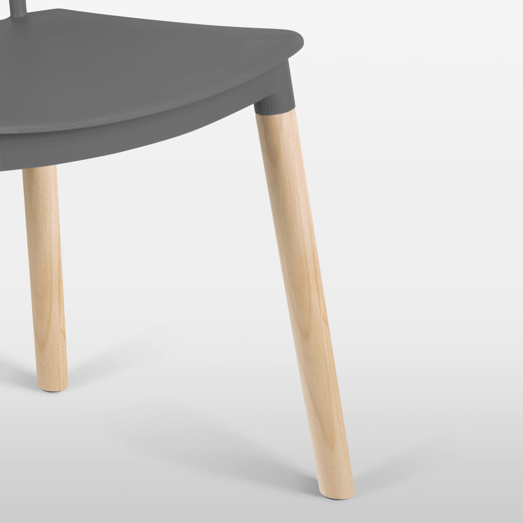 Modern Plastic Dining Chairs with Wood Legs - Armless Contemporary Design for Living Room, Bedroom, Kitchen, Restaurant & Cafe - Perfect for Home Dining, Office Waiting Areas & Commercial Spaces