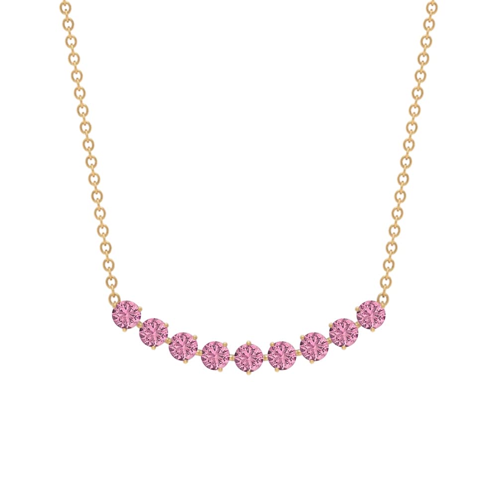 3/4 CT Tourmaline Bar Necklace - 14K Solid Gold Curved Pendant with Chain | Elegant Minimalist Jewelry for Women, Perfect for Everyday Wear, Gifts & Special Occasions