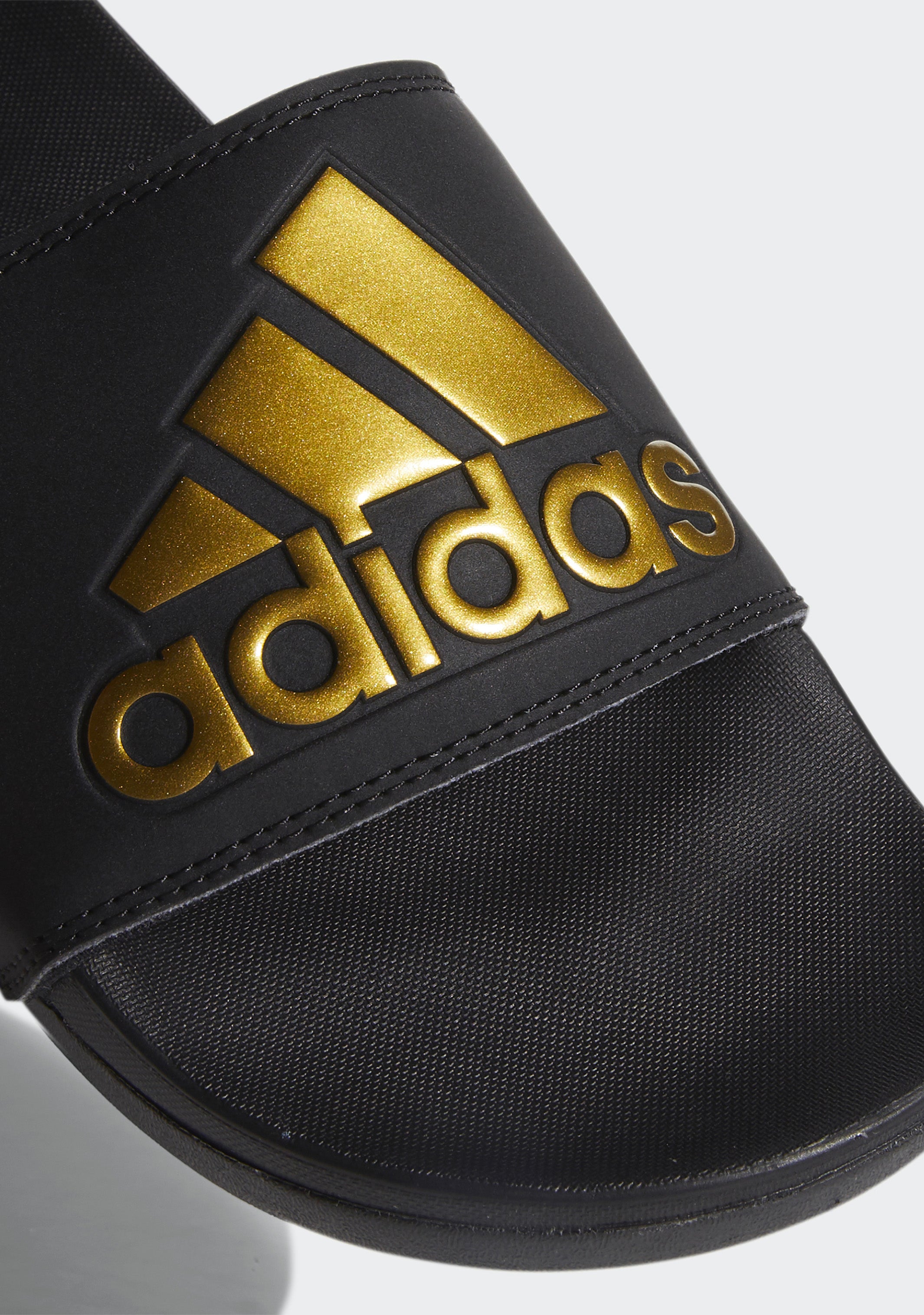 Adidas Men's Adilette Comfort Slide Sandals - Black/Gold - Lightweight & Cushioned Pool Slides for Beach, Gym, and Home Use