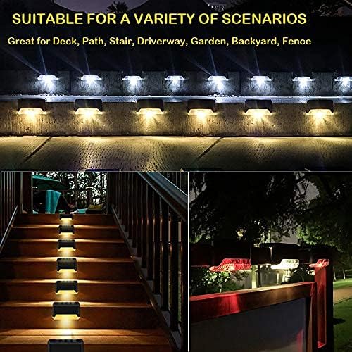 16 Pack Solar Deck Lights - Waterproof Outdoor Solar LED Lights for Deck, Step, Railing, Wall, Patio, Garden, Stair, Yard & Driveway - Warm White - Perfect for Pathway Lighting, Landscape Illumination & Nighttime Safety