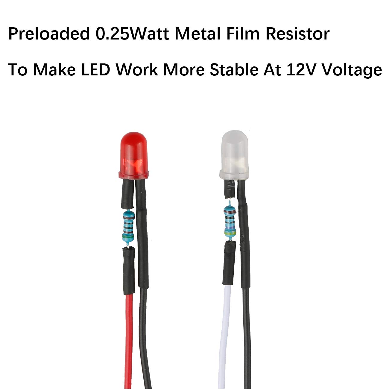 50pcs 12V 10mm Warm White LED Lights - Pre-Wired 7.9 Inch DC 12v Diodes with Diffused Lens - Small LED Lamps for DIY Projects, Home Decor, and Automotive Lighting