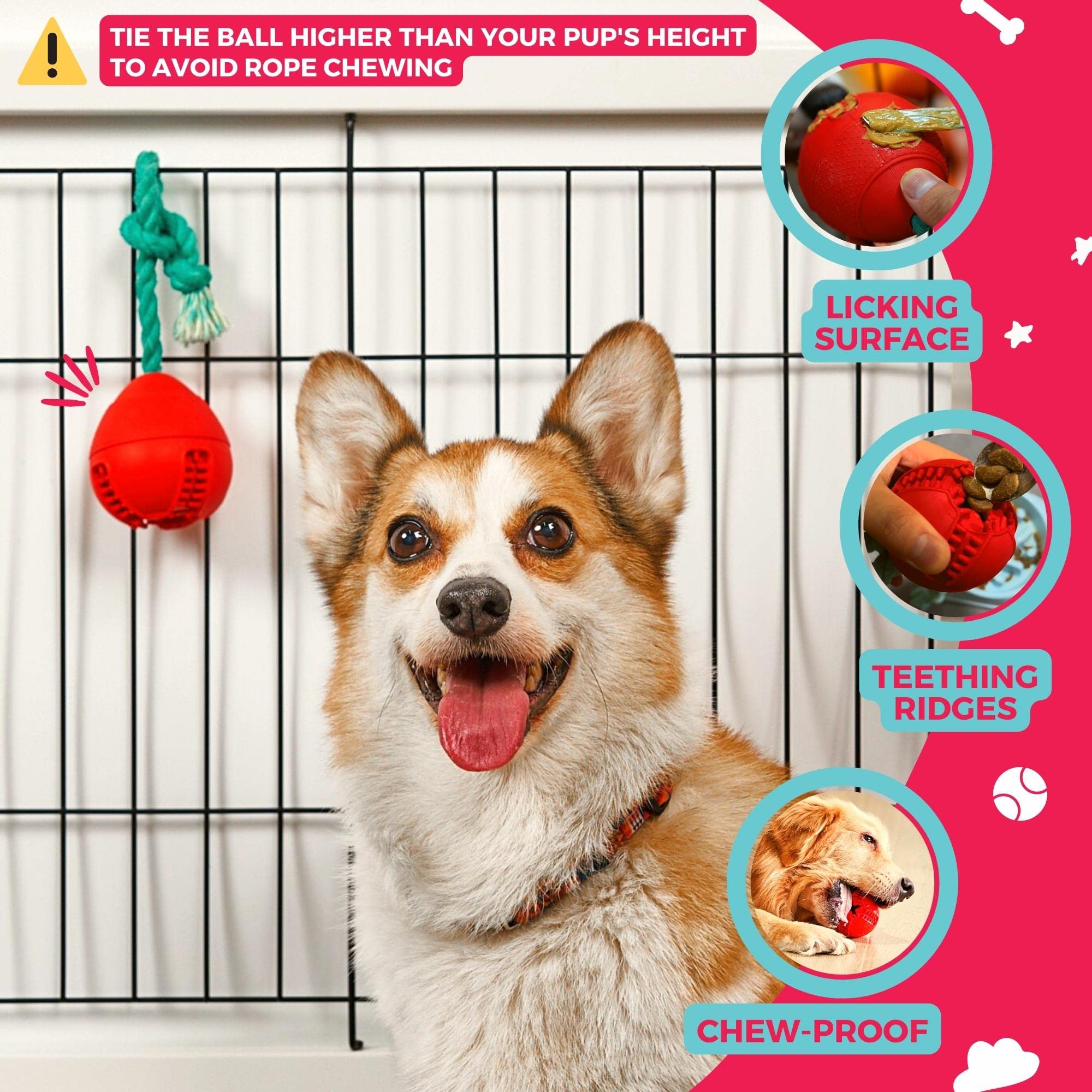 Fossa Interactive Dog Toys for Puppies – Crate Training Aid, Puzzle Treat Dispenser with Rope – Multifunctional Chew Toy for Anxiety Relief, Teeth Cleaning & Boredom Reduction – Perfect for Indoor Play, Training & Mental Stimulation