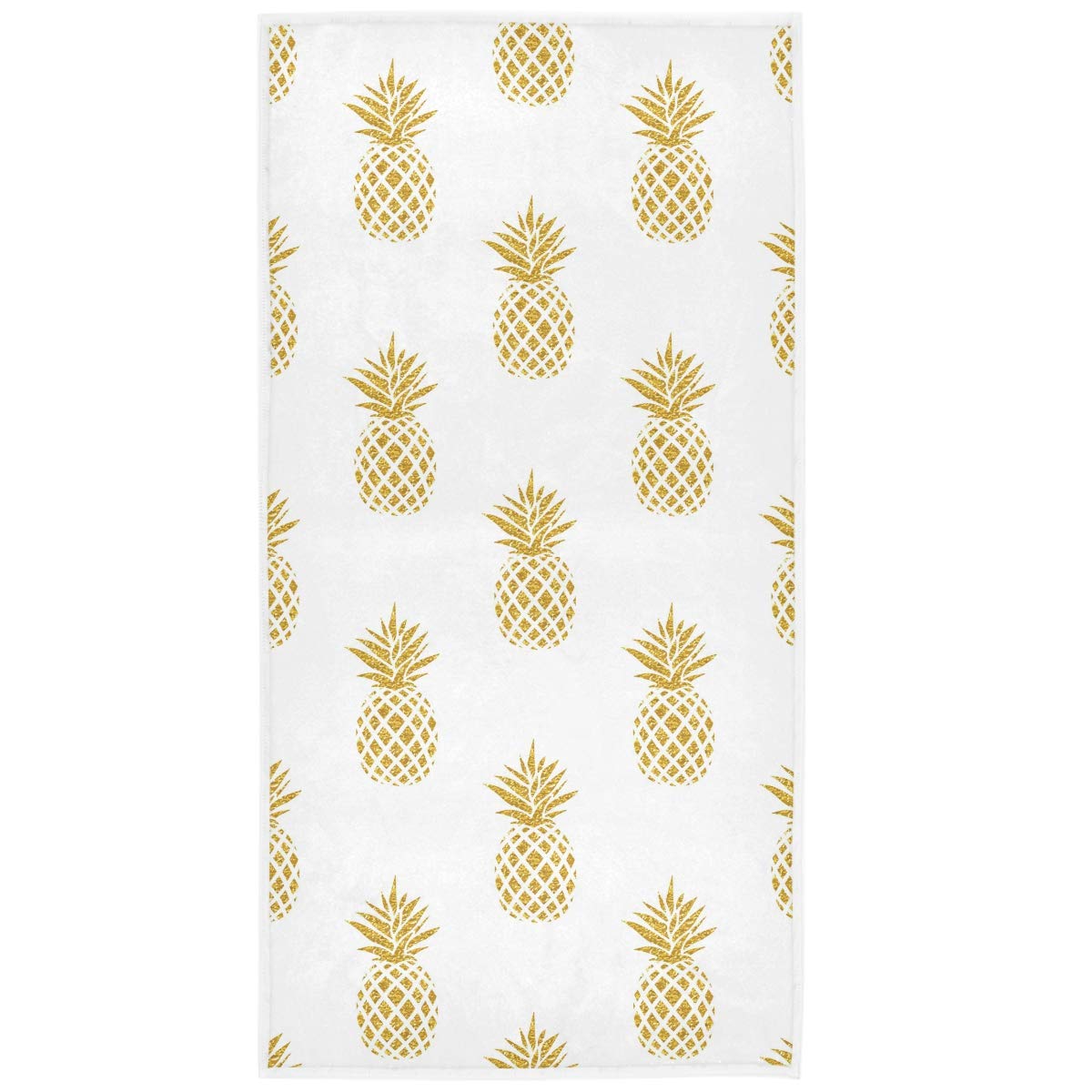 Golden Pineapple Hand Towels 16x30 Inches - Soft & Absorbent Tropical Fruit Bathroom Towels for Kitchen, Guest, and Summer Use - Perfect for Beach, Pool, and Bathroom Decor