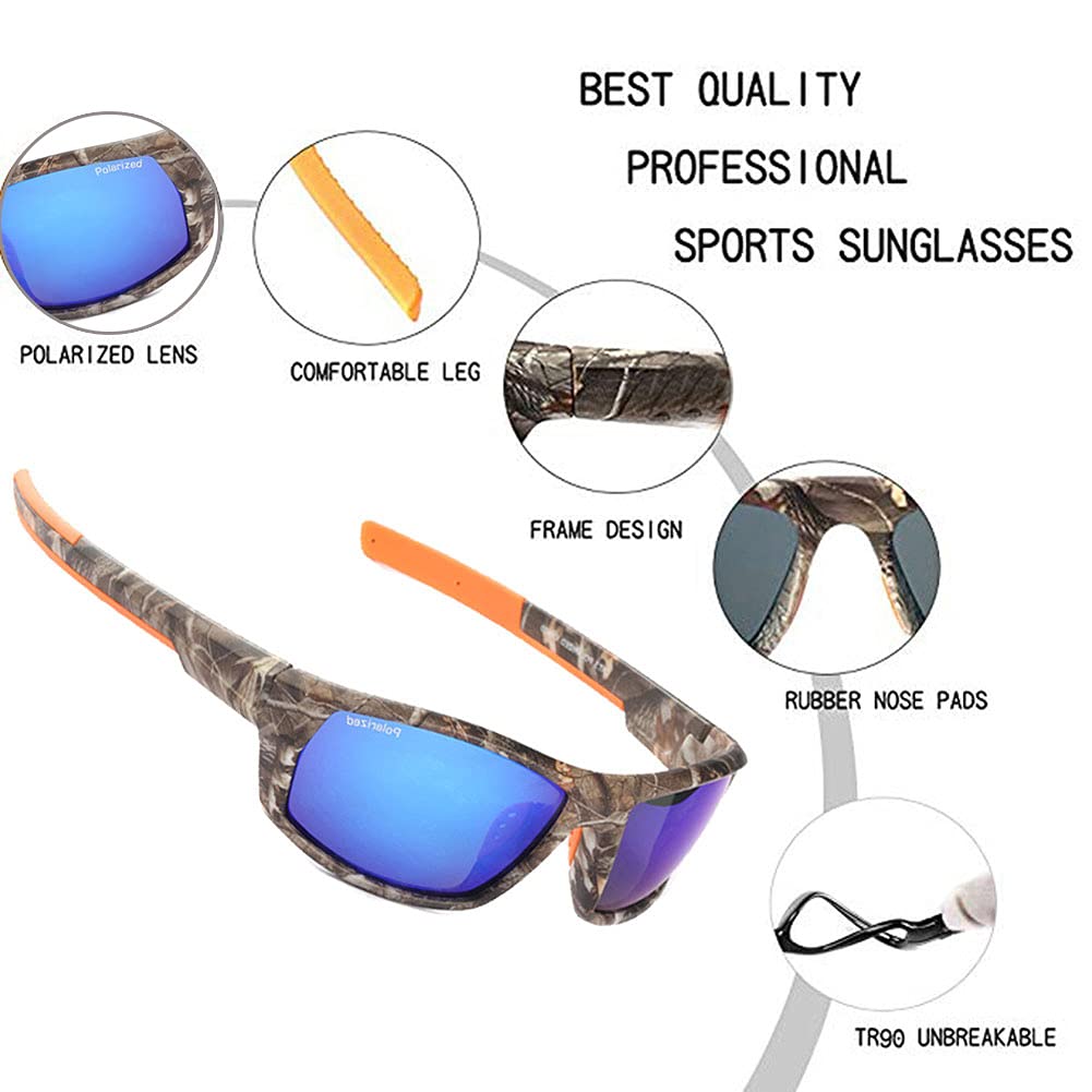 Polarized Camo Sunglasses for Men & Women - UV Protection Fishing, Hunting & Outdoor Sports Glasses - Perfect for Driving, Hiking & Beach Activities