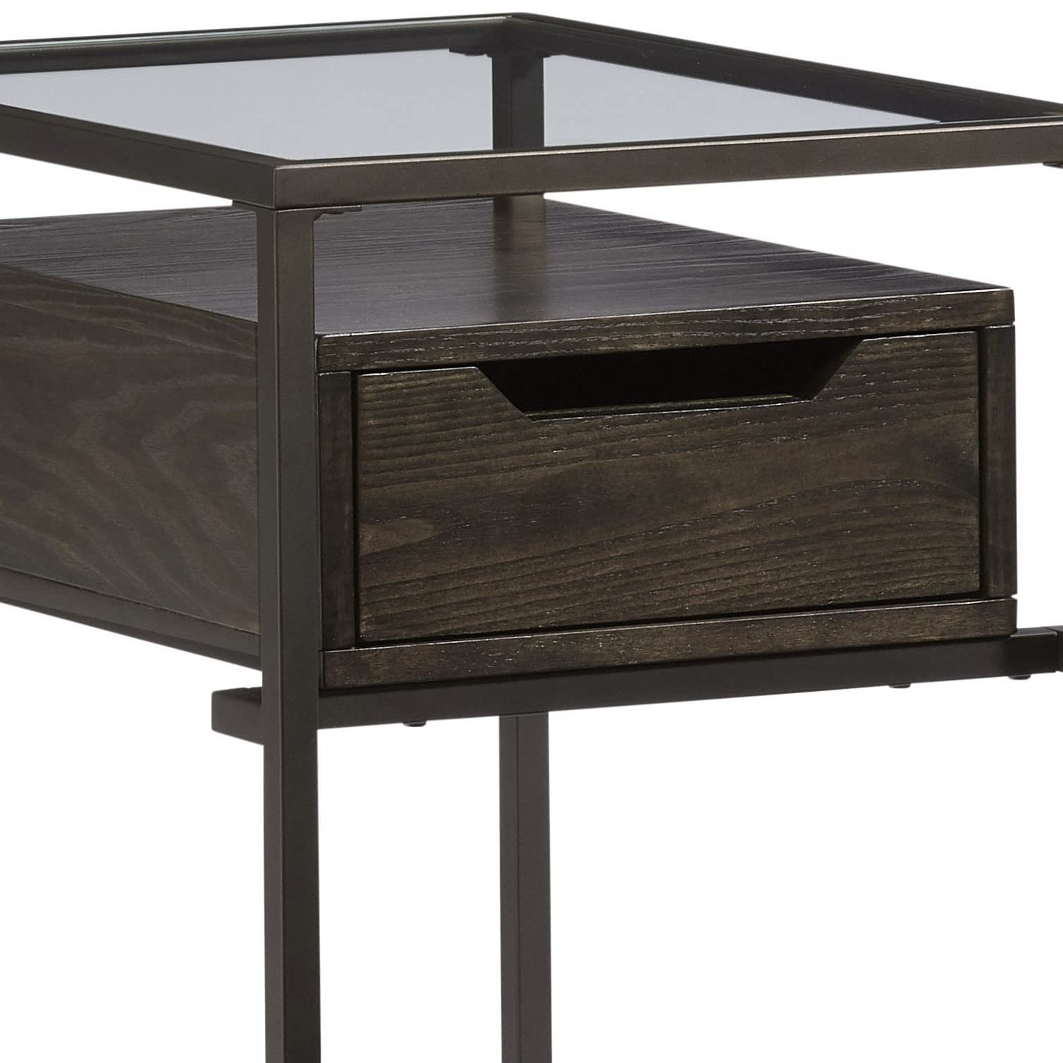 Progressive Furniture Presidio Chairside End Table - Modern Umber Finish - Stylish Living Room & Bedroom Accent Table for Small Spaces