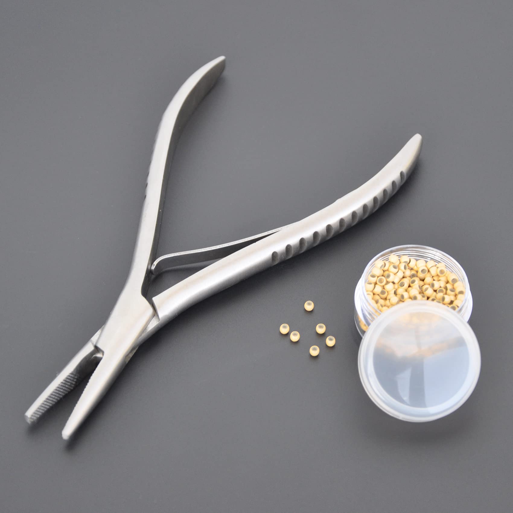 Professional Flat Shape Silver Stainless Steel Hair Extension Pliers - Multi-Function Hair Extension Tools for Seamless Extensions, Salon & DIY Use at Home