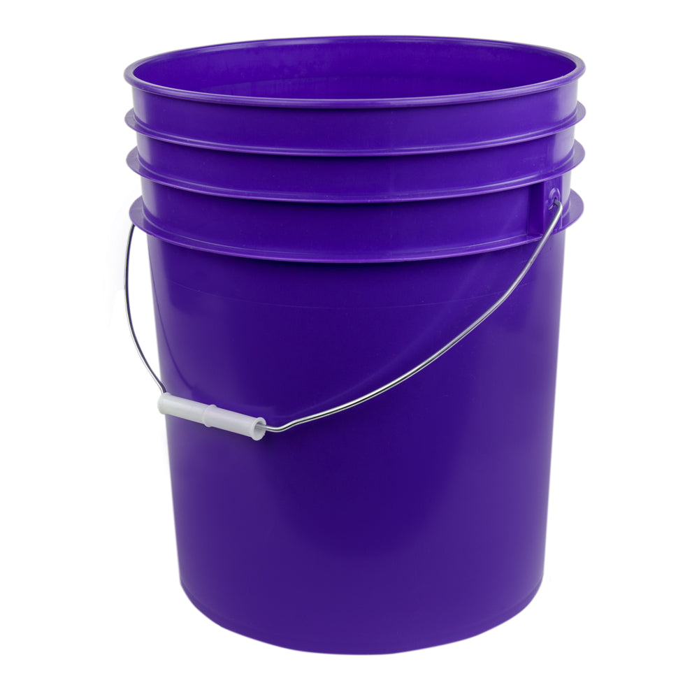 5 Gallon Purple Plastic Bucket with Heavy-Duty Metal Handle - Durable Food Grade Container for Storage, Paint Mixing, Gardening & Home Organization (1-Pack)