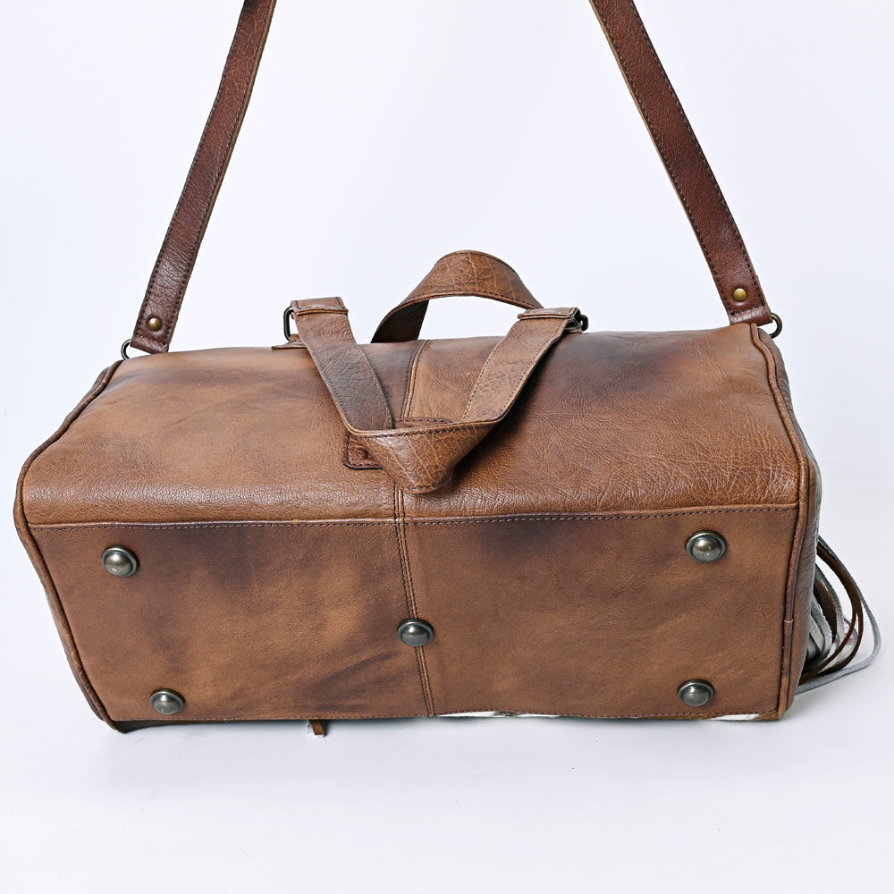 ADBG1090 Genuine Leather Women's Western Handbag Purse - American Darling Duffel Hair On Leather Tote Bag for Travel, Work & Everyday Use