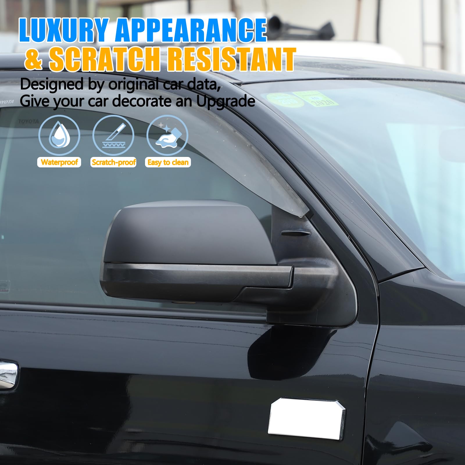 ABS Matte Black Side Mirror Cover Trim Sticker for Toyota Tundra 2007-2021 & Sequoia 2008-2020 - 2pcs - Durable Exterior Protection & Style Upgrade for Pickup Trucks and SUVs