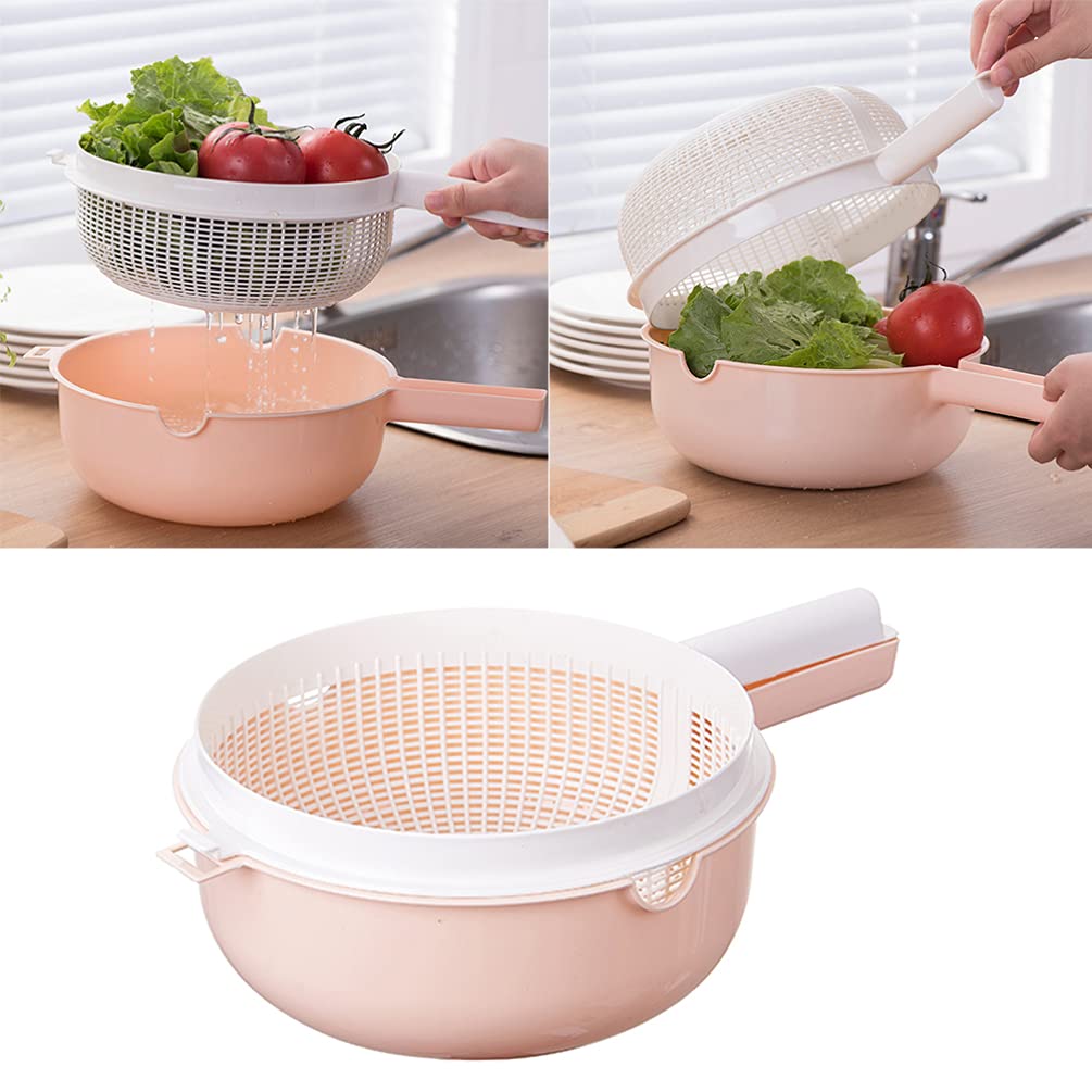 Cabilock 2-in-1 Detachable Kitchen Strainer and Colander Set - Double Layer Washing Bowl with Handle for Vegetables, Fruits, Salad Mixing (Ideal for Meal Prep, Kitchen Organization & Healthy Cooking)