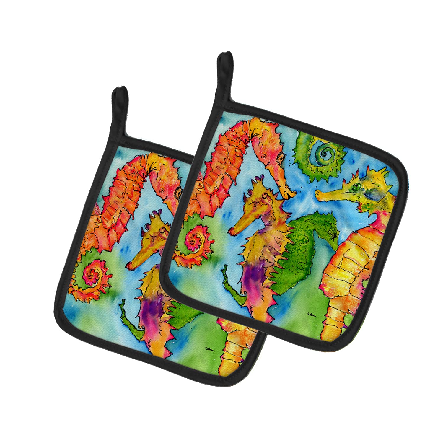 Heat Resistant Seahorse Pot Holders Set of 2 - 7.5x7.5 Inch Kitchen Oven Mitts for Cooking, Baking, Grilling & BBQ - Perfect for Hot Pans, Baking Trays & Outdoor Cooking