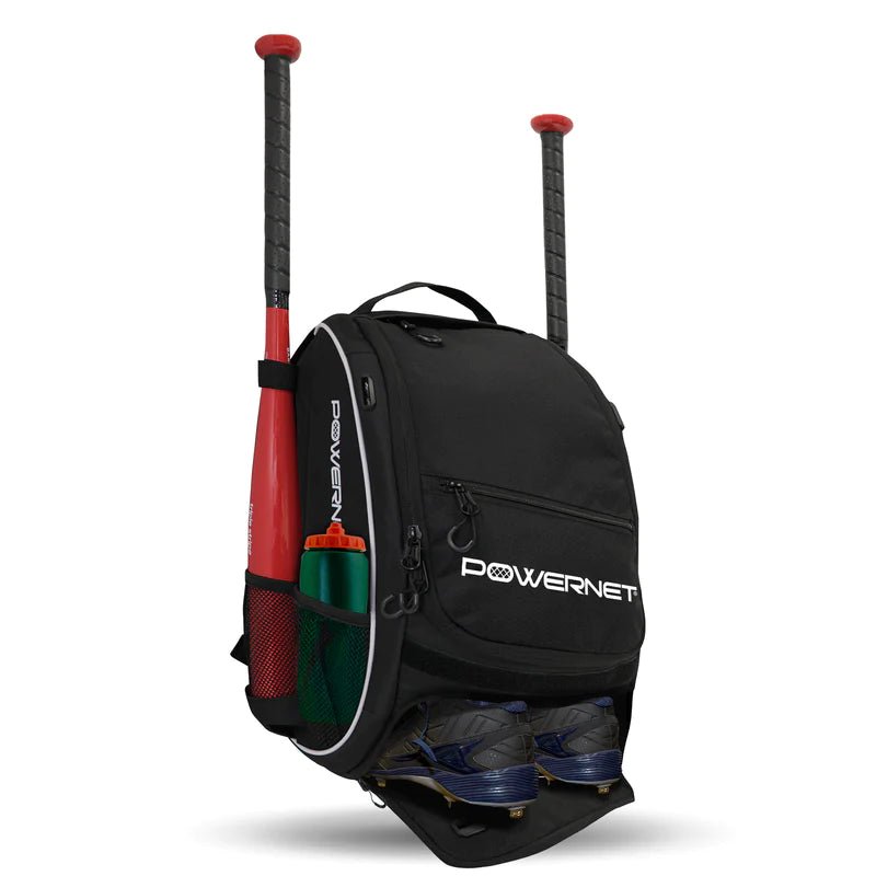 PowerNet Youth Starter Backpack - Dual Baseball Bat & Cleat Carrier for Kids | Perfect for Little League Practice & Games