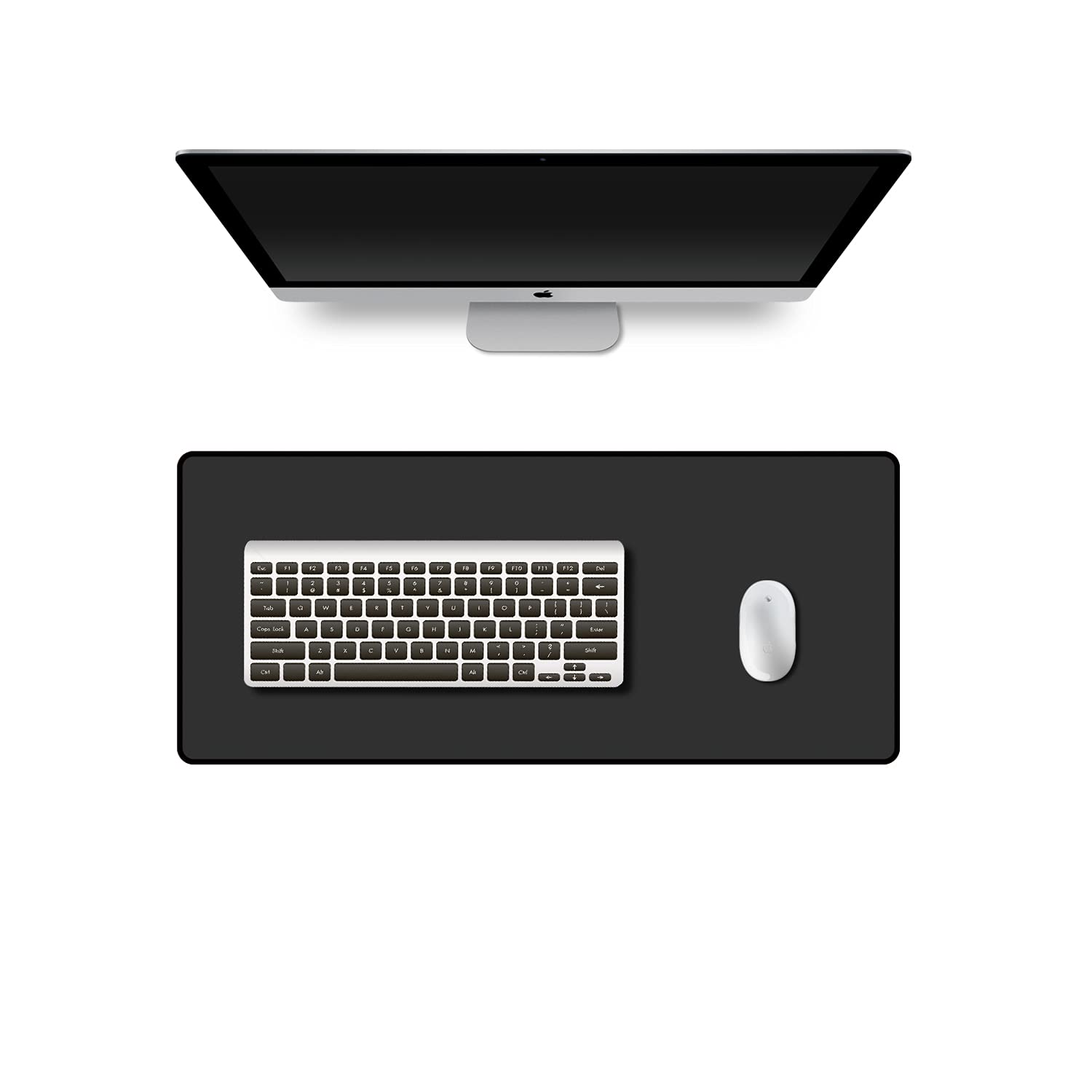 Large Extended Gaming Mouse Pad 31.5 x 11.8 Inch - Non-Slip Rubber Base with Stitched Edges | Durable Washable Desk Mat for PC, Laptop, Keyboard & Mouse | Perfect for Gamers, Office Work & Home Use (Black)