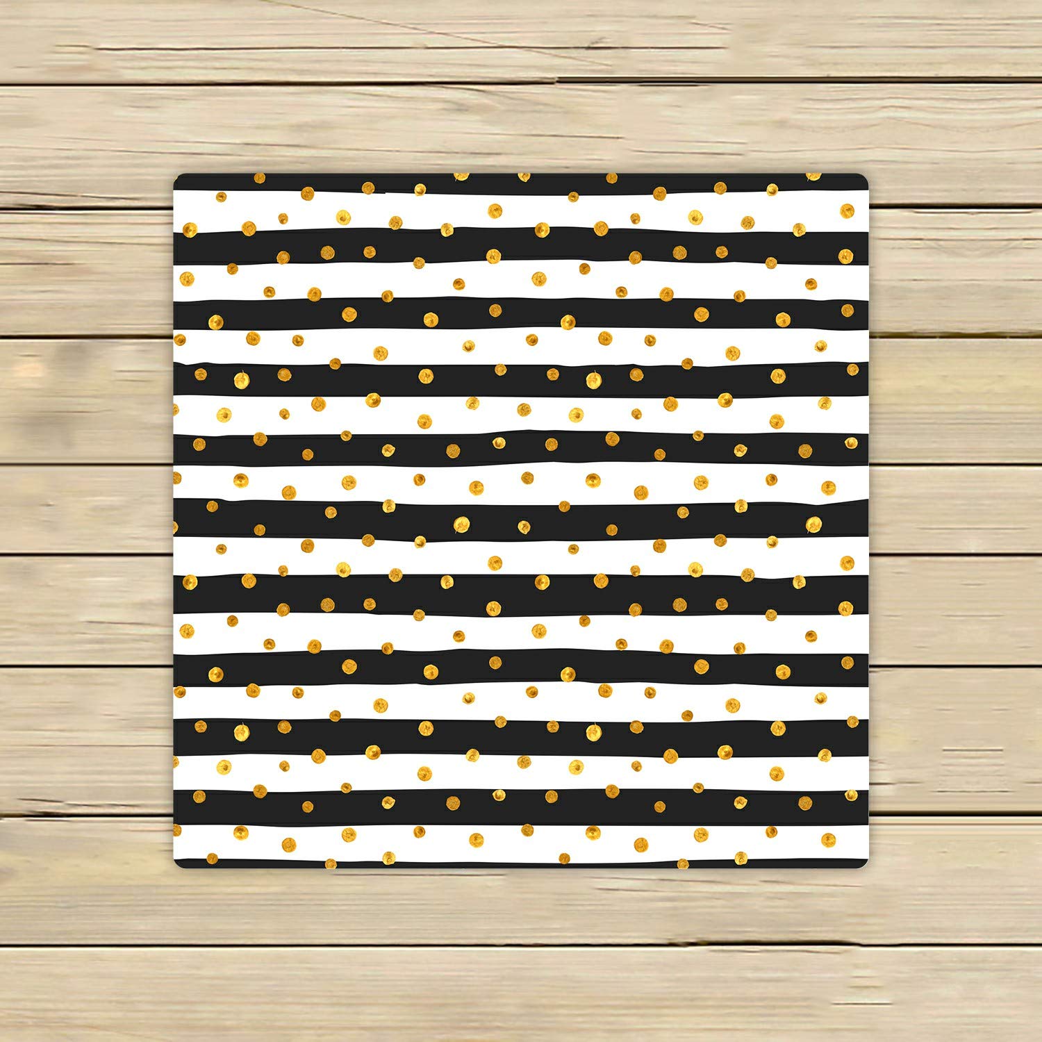 Premium 13x13 Inch Gold Dots White & Black Stripes Beach Towel - Soft Absorbent Bath & Shower Towel for Home, Outdoor, Travel - Perfect for Pool, Beach, Gym & Spa