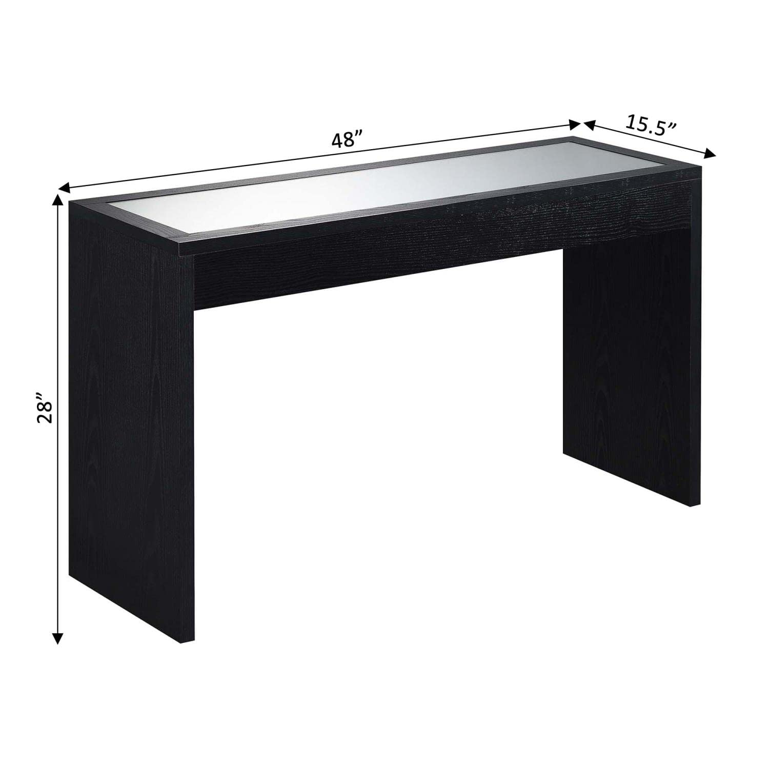 Convenience Concepts Northfield Black Mirrored Console Table - Elegant Entryway & Hallway Decor for Modern Homes