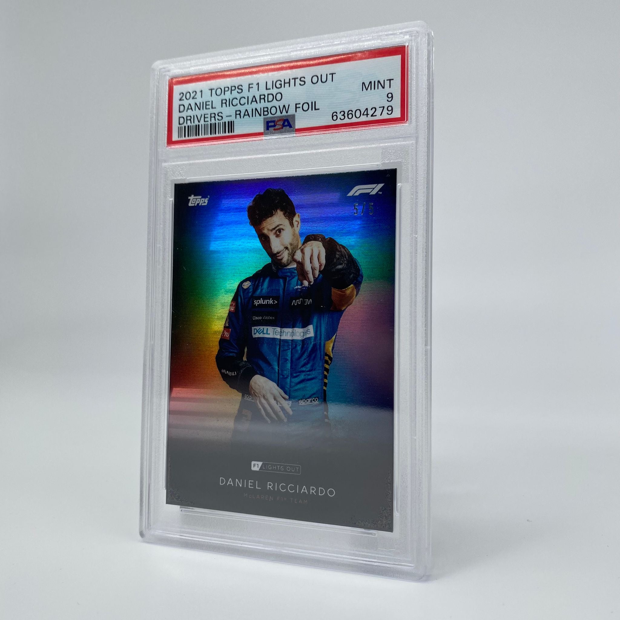 PSA 9 Daniel Ricciardo Rainbow Foil Trading Card - Rare Collectible for F1 Fans, Sports Memorabilia Enthusiasts, and Card Collectors - Perfect for Display, Investment, and Gifting