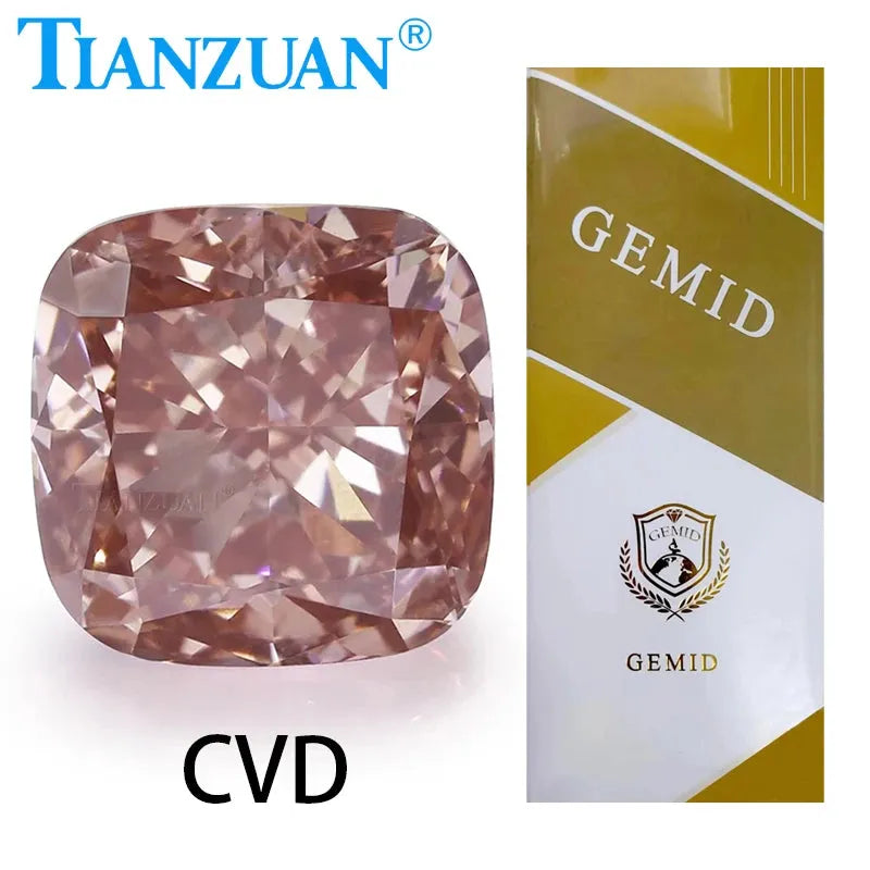 Lab Grown CVD Diamond - Cushion Cut VVS1-VS2 (2EX) Fancy Intense Brownish Pink Loose Gemstone with GEMID Certification | Perfect for Engagement Rings, Anniversary Gifts & Jewelry Making