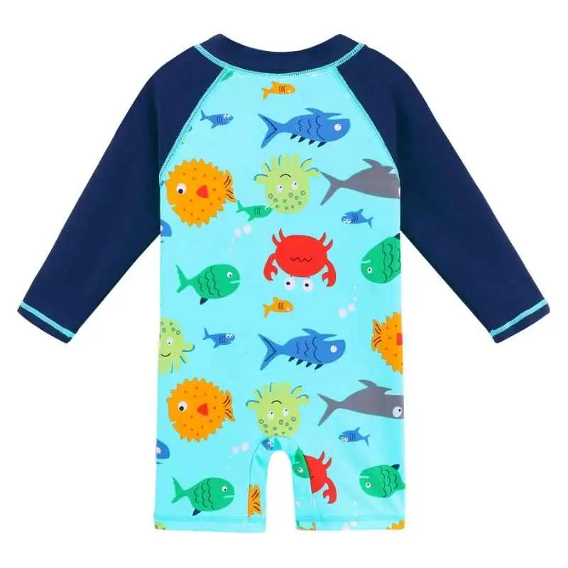 Long Sleeve Cartoon Kids Swimwear - UV Protection One Piece Bathing Suit for Boys & Girls | Perfect for Beach, Pool & Water Play