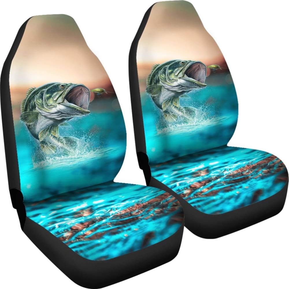 Premium Largemouth Bass Fishing Car Seat Covers - Waterproof & Durable Protection for Truck, SUV, Jeep - Perfect for Outdoor Enthusiasts & Anglers