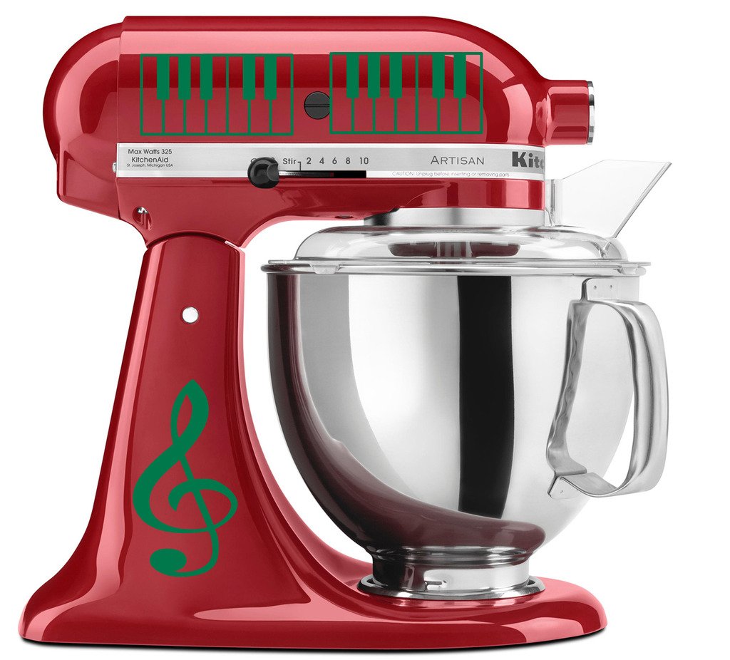 Treble Clef & Piano Keys Vinyl Decal Set for KitchenAid Mixers - Music Lover Sticker for Stand Mixers, Appliances - Perfect for Baking Enthusiasts & Home Decor
