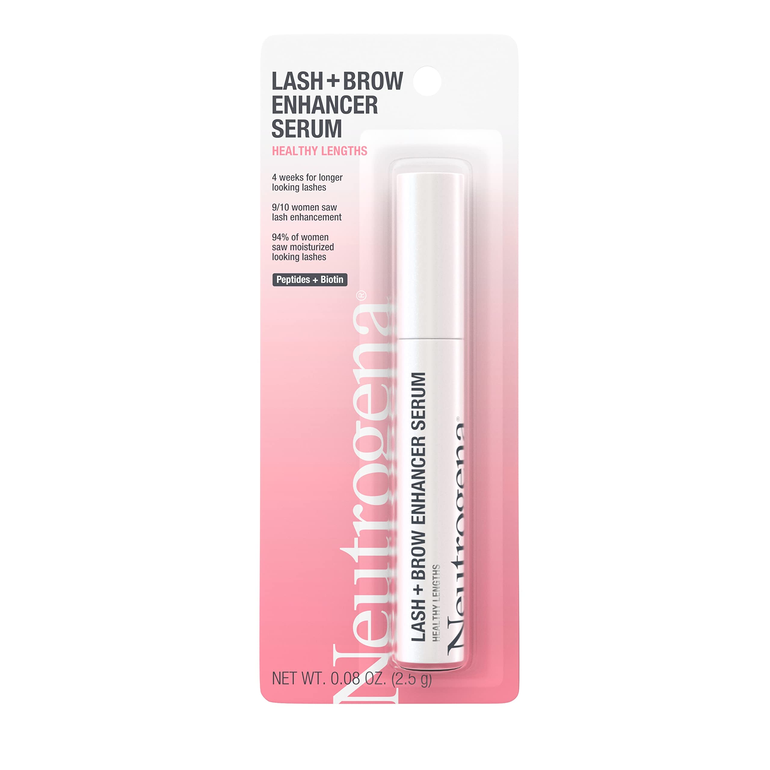 Neutrogena Healthy Lash + Brow Enhancer Serum with Biotin & Peptides - Nourishing & Conditioning Treatment for Thicker Lashes & Eyebrows - 0.08 oz - Perfect for Daily Use to Boost Lash & Brow Growth Naturally