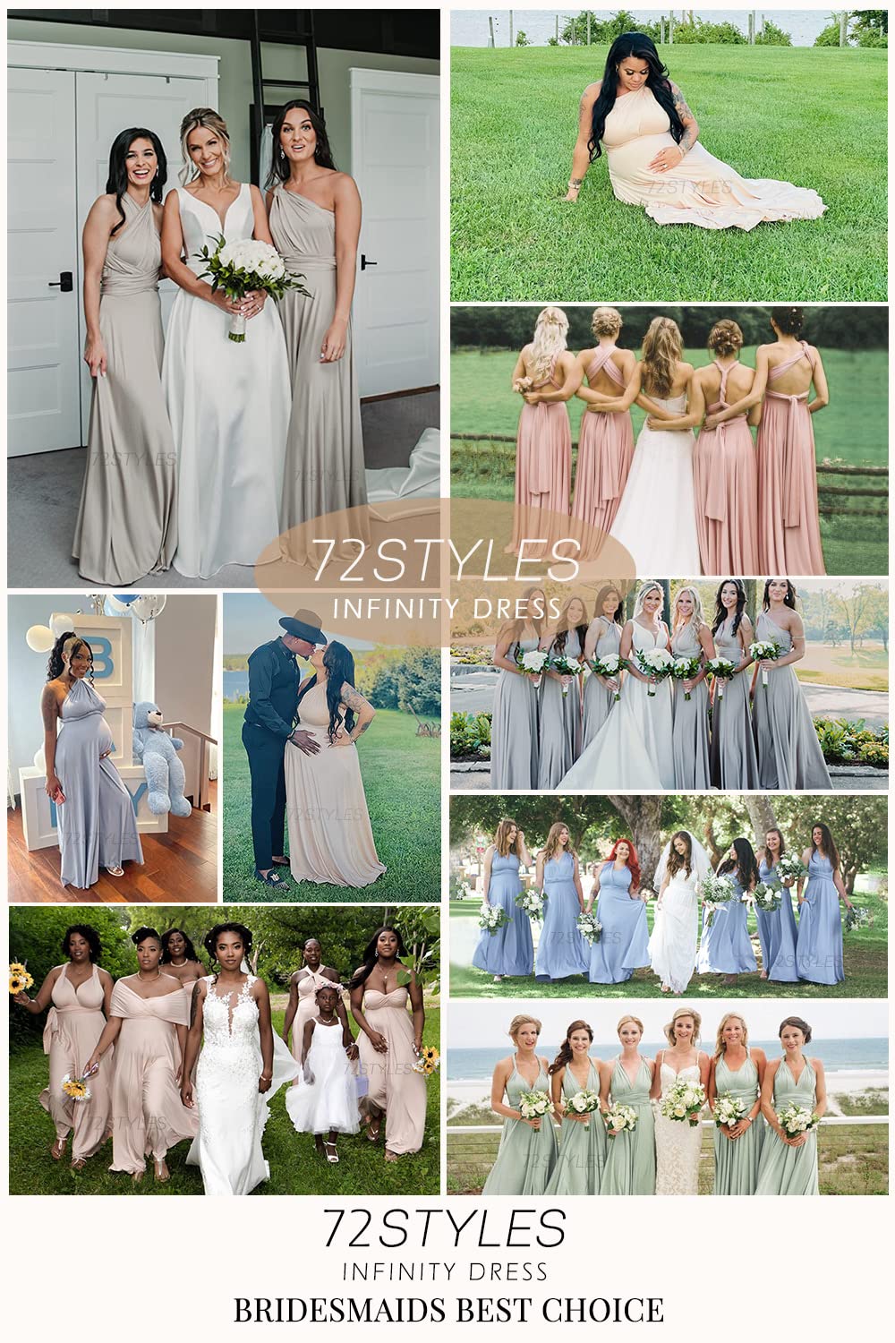 72 Styles Convertible Infinity Dress with Bandeau - Multi-Way Twist Wrap Bridesmaid Dress for Women, Plus Size & Long Length - Perfect for Weddings, Parties & Special Occasions