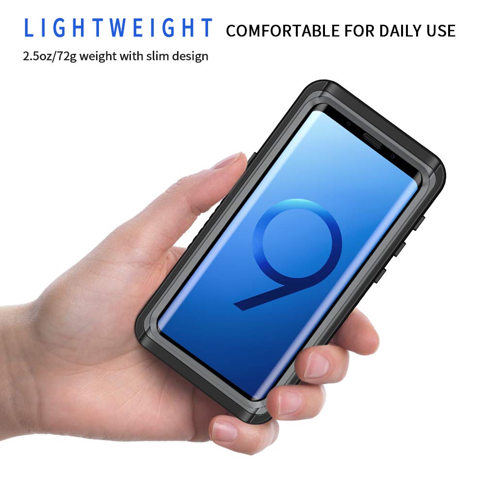 **Lanhiem Rugged IP68 Waterproof Case for Samsung Galaxy S9 – Shockproof, Dustproof with Built-in Screen Protector – Full Body Protection (Black/Gray) – Ideal for Outdoor, Work & Extreme Activities**