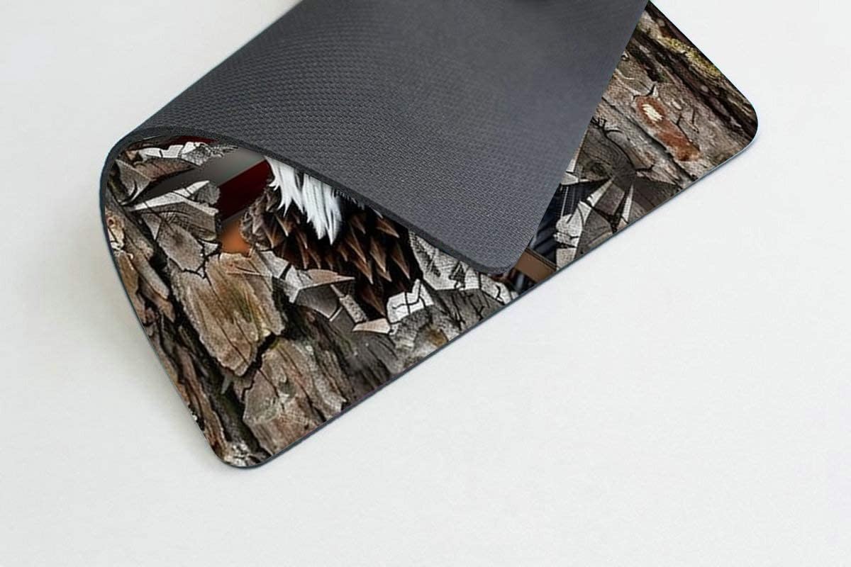 American Flag Eagle Rip Oak Camo Square Mouse Pad - Custom Textured Design, Washable & Anti-Slip Rubber Base - Perfect for Office, Gaming & Laptop Use