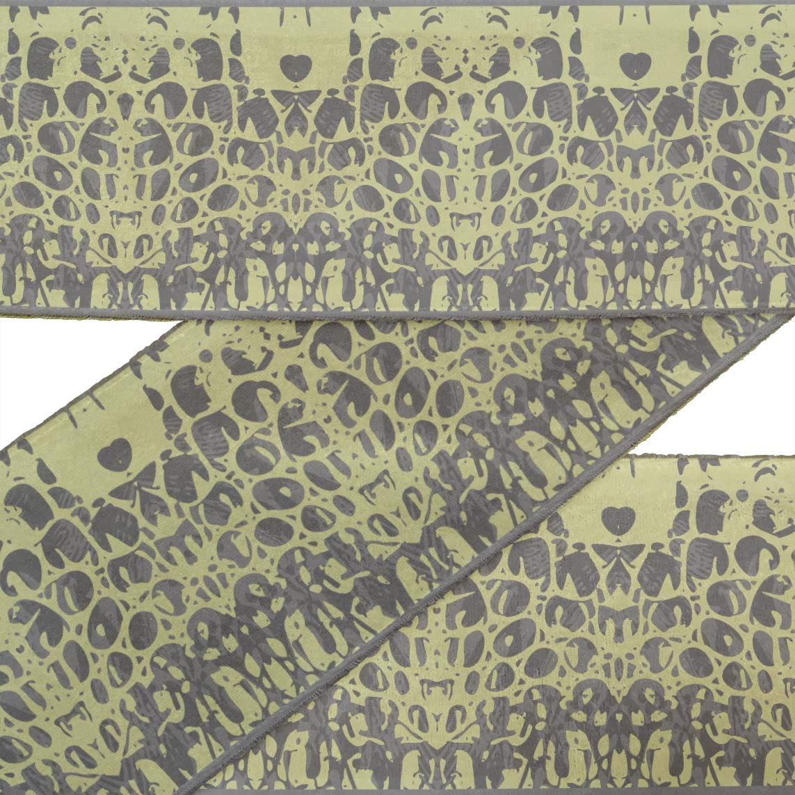 Beige Brush Stroke Abstract Ribbon Trim Tape - 3 Inch x 9 Yard Printed Dupion Fabric Lace for Sewing & Crafting | DIY Scrapbooking, Gift Wrapping, Home Decor Accessories