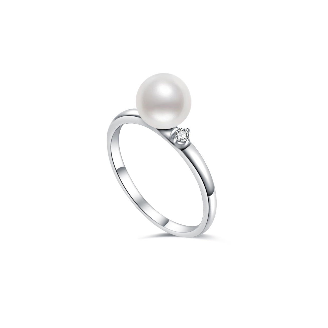18K Gold Diamond Hanadama Akoya Pearl Ring for Women - KR00054 | Elegant Jewelry Gift for Anniversary, Wedding & Special Occasions