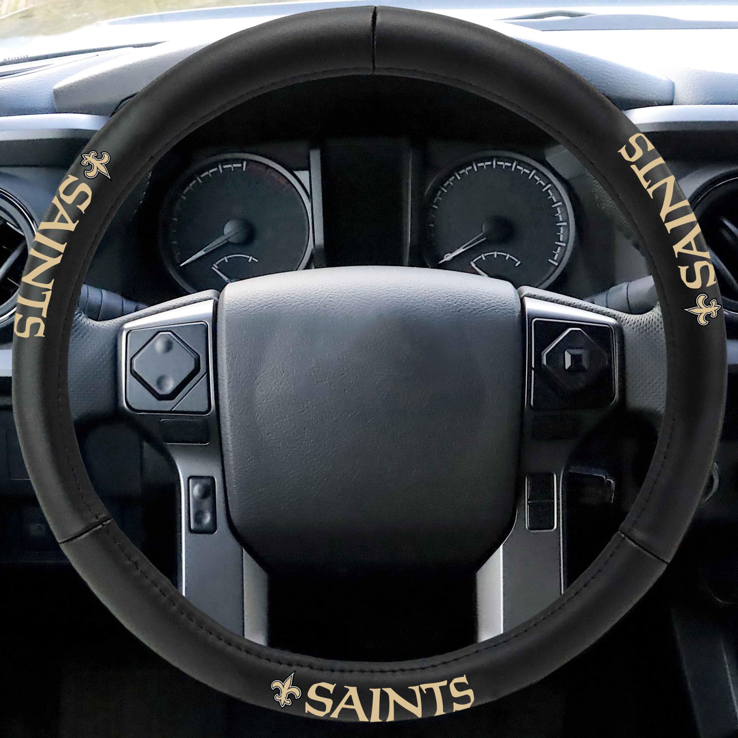 New Orleans Saints Genuine Leather Steering Wheel Cover 15