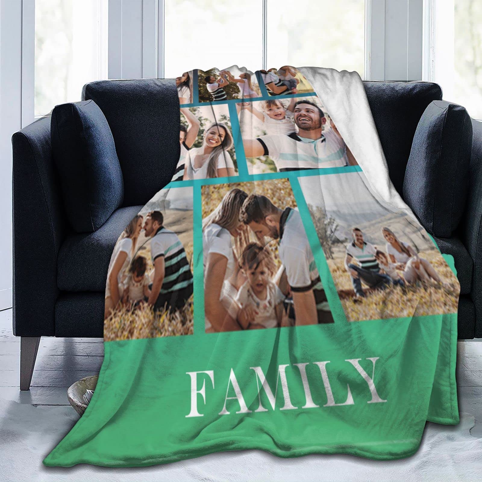 Custom Photo Blanket Personalized with Text - 80