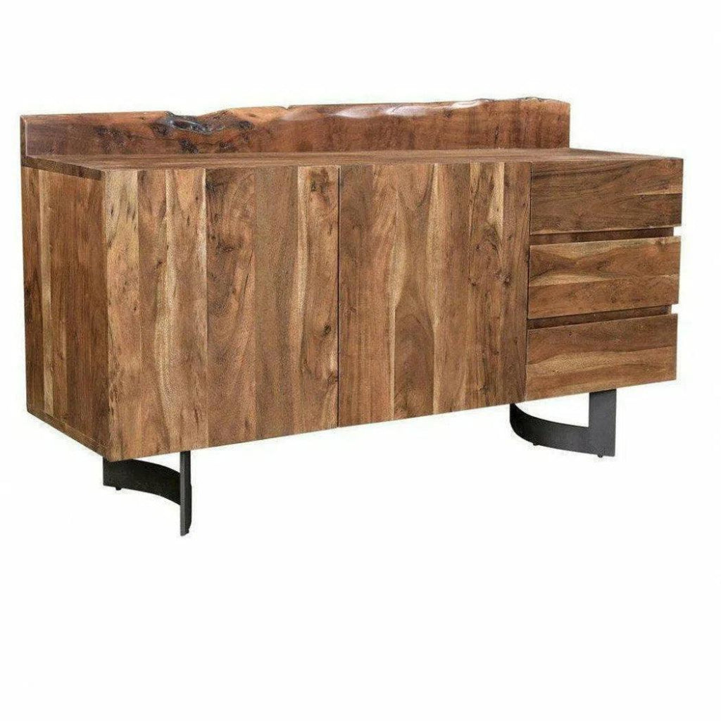 66 Inch Industrial Sideboard Buffet Cabinet for Dining Room - Rustic Wood & Metal Storage Console Table for Home Decor & Entertaining